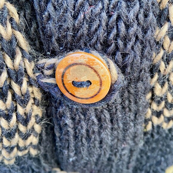 Angela Campos de Morris Vintage Mexico Wool Hand Knit Button Front Cardigan M L - Picture 10 of 11